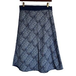 FRESH PRODUCE Midi Skirt Small Blue All over print, Stretch Waist